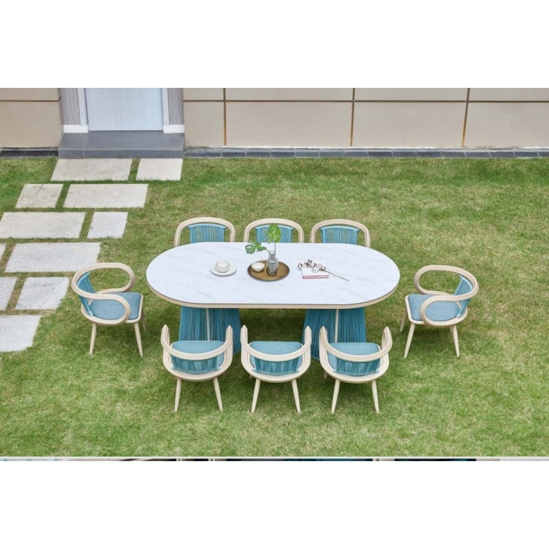 Tutu blue rope 8-seater dining set 