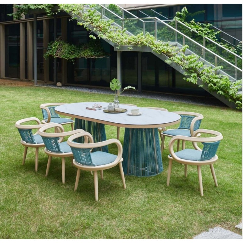 Tutu blue rope 8-seater dining set 