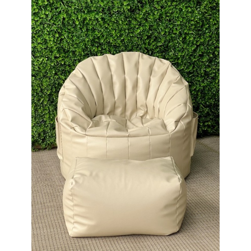 Dome chair and Footstool (Beige)