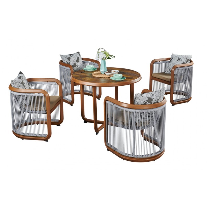 CITY WOODEN FINISH ROUND DINING SET