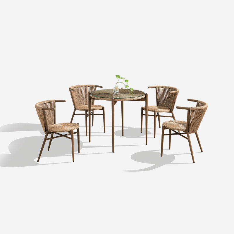 Chain Round Four Seater Dining Set (Coffee Color)