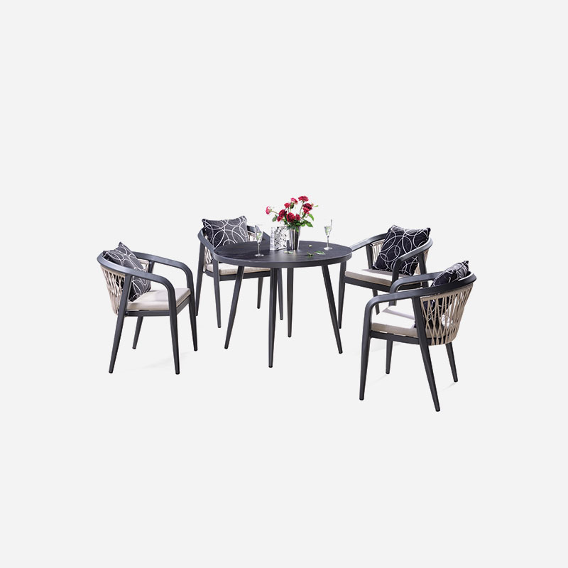 City Four Seater Round Rattan Dining Set
