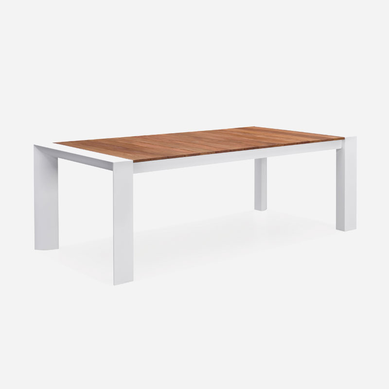 Aluminum Extendable Table With Teak Wood Top